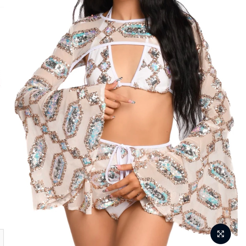 Lumi shop moonstone sequin set (top and skirt + bottoms only)